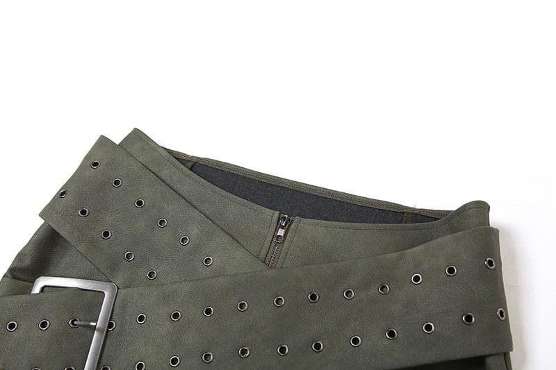 Y2K Aesthetic Zip-Up Cross Front Buckle Low Rise Mini Skirt for Trendy Outfits Y2K Aesthetic Zip-Up Cross Front Buckle Low Rise Mini Skirt for Trendy Outfits