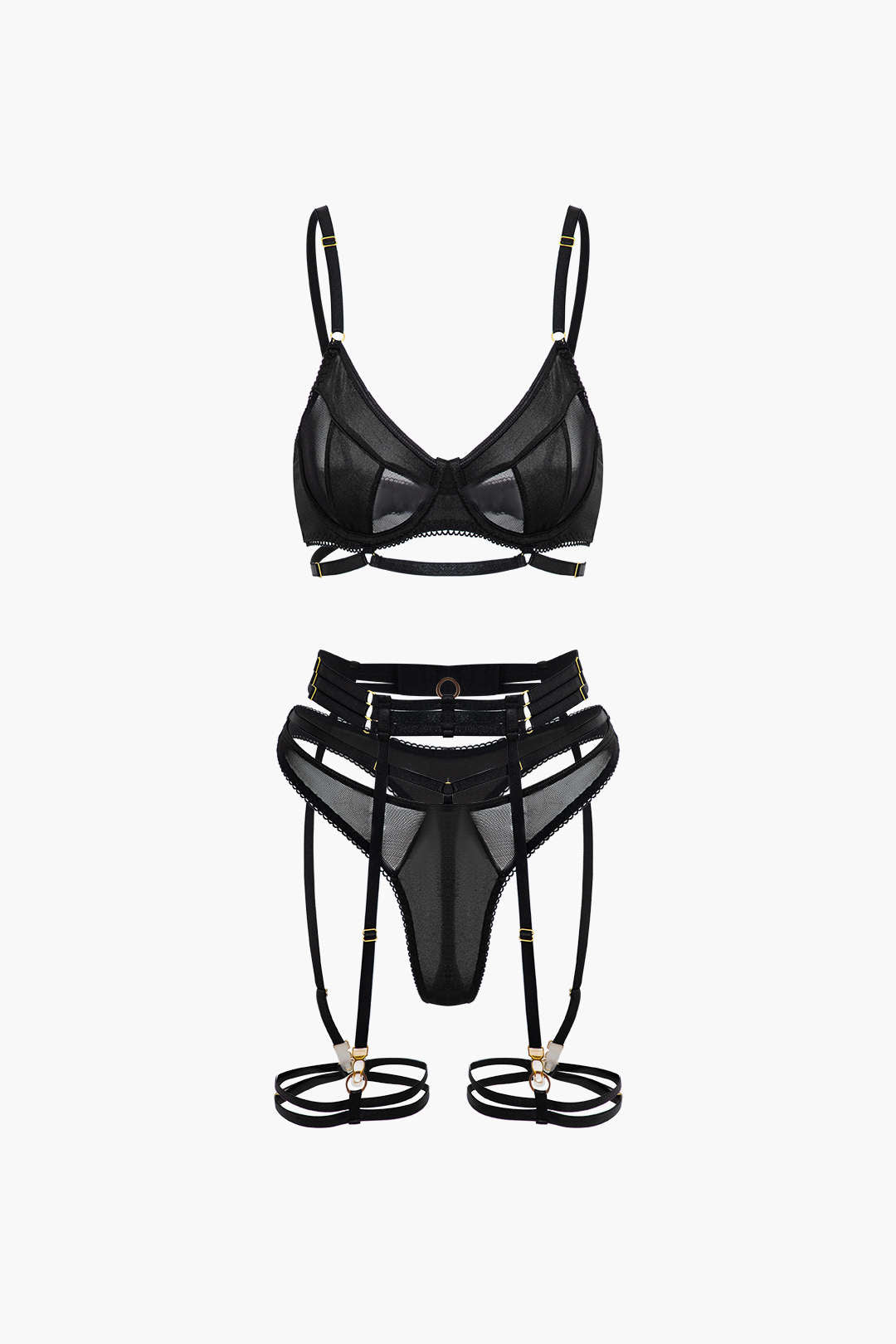 Y2K Coquette Style Bandage Metal Lingerie and Thong Set for Aesthetic Fashion Lovers