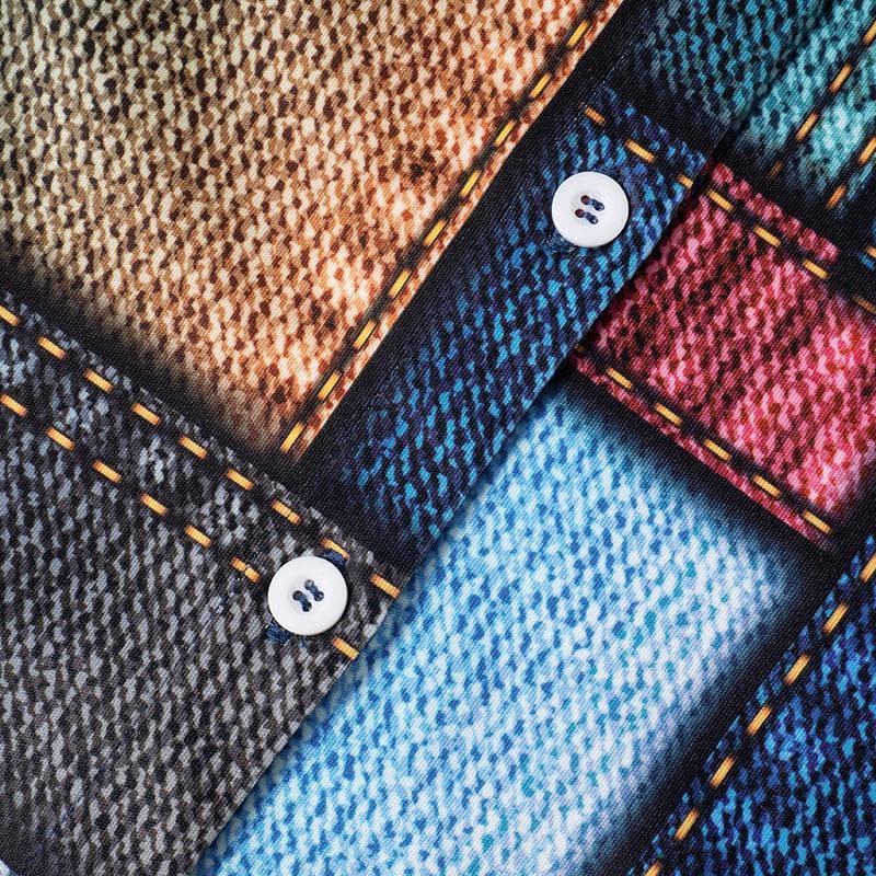 Y2K Denim Print Contrast Button Mini Dress with Turnover Collar for Trendy Aesthetic Style Y2K Denim Print Contrast Button Mini Dress with Turnover Collar for Trendy Aesthetic Style