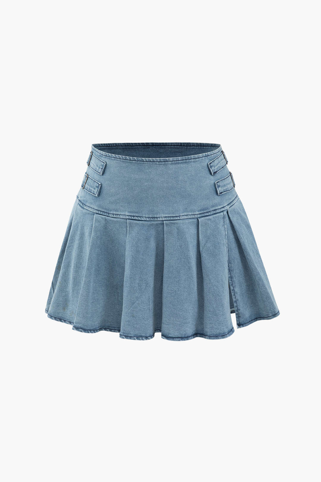 Y2K Denim Strapless Top with Pleated Mini Skirt Set for Trendy Aesthetic Outfits Y2K Denim Strapless Top with Pleated Mini Skirt Set for Trendy Aesthetic Outfits