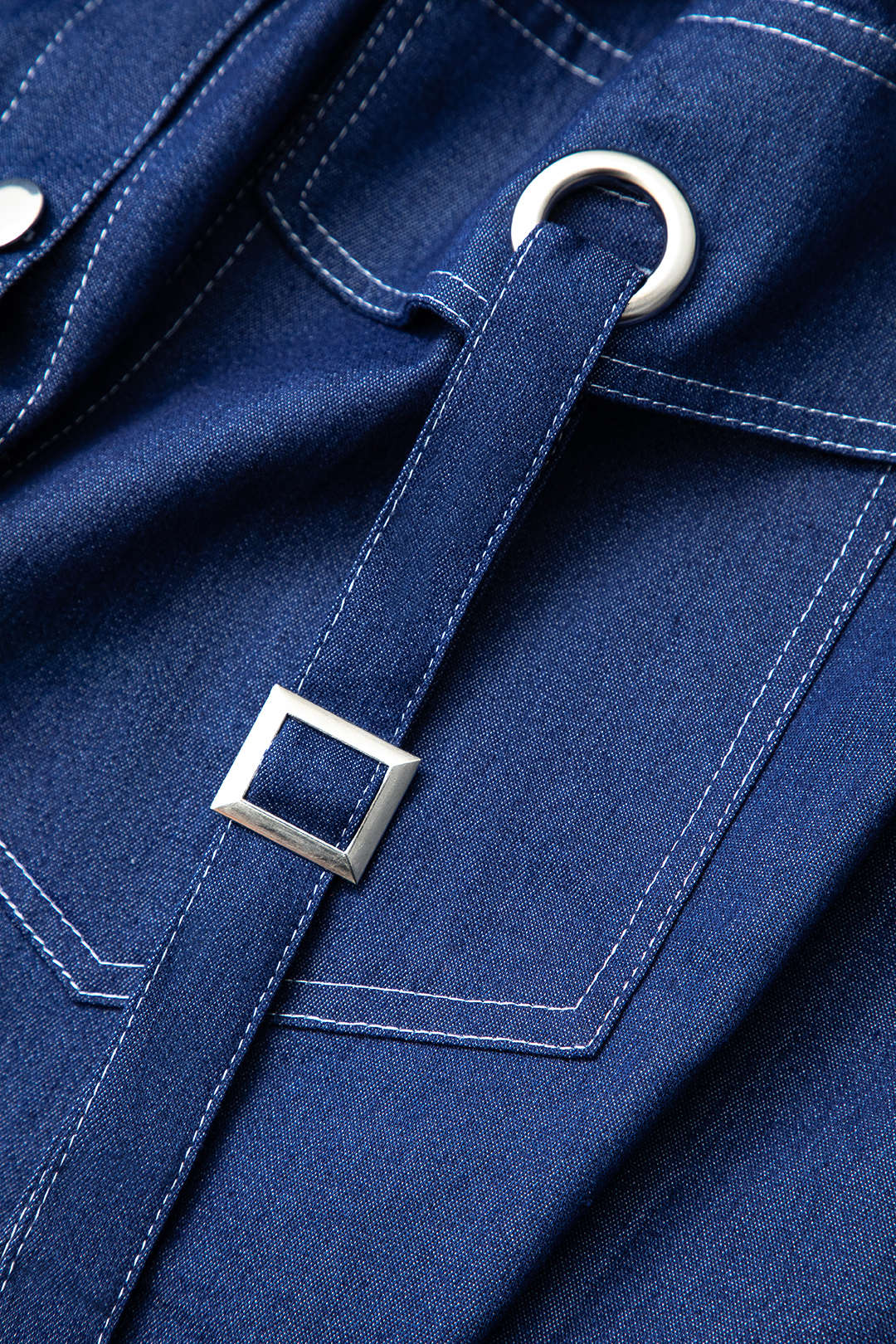 Y2K Denim Topstitching Flap Pocket Trench Coat with Belt for Trendy Aesthetic Outfits Y2K Denim Topstitching Flap Pocket Trench Coat with Belt for Trendy Aesthetic Outfits