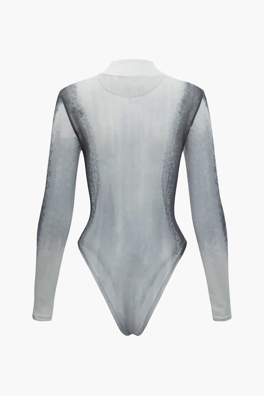 Y2K Fashion Body Print Mesh Long Sleeve Bodysuit for Trendy Aesthetic Outfits