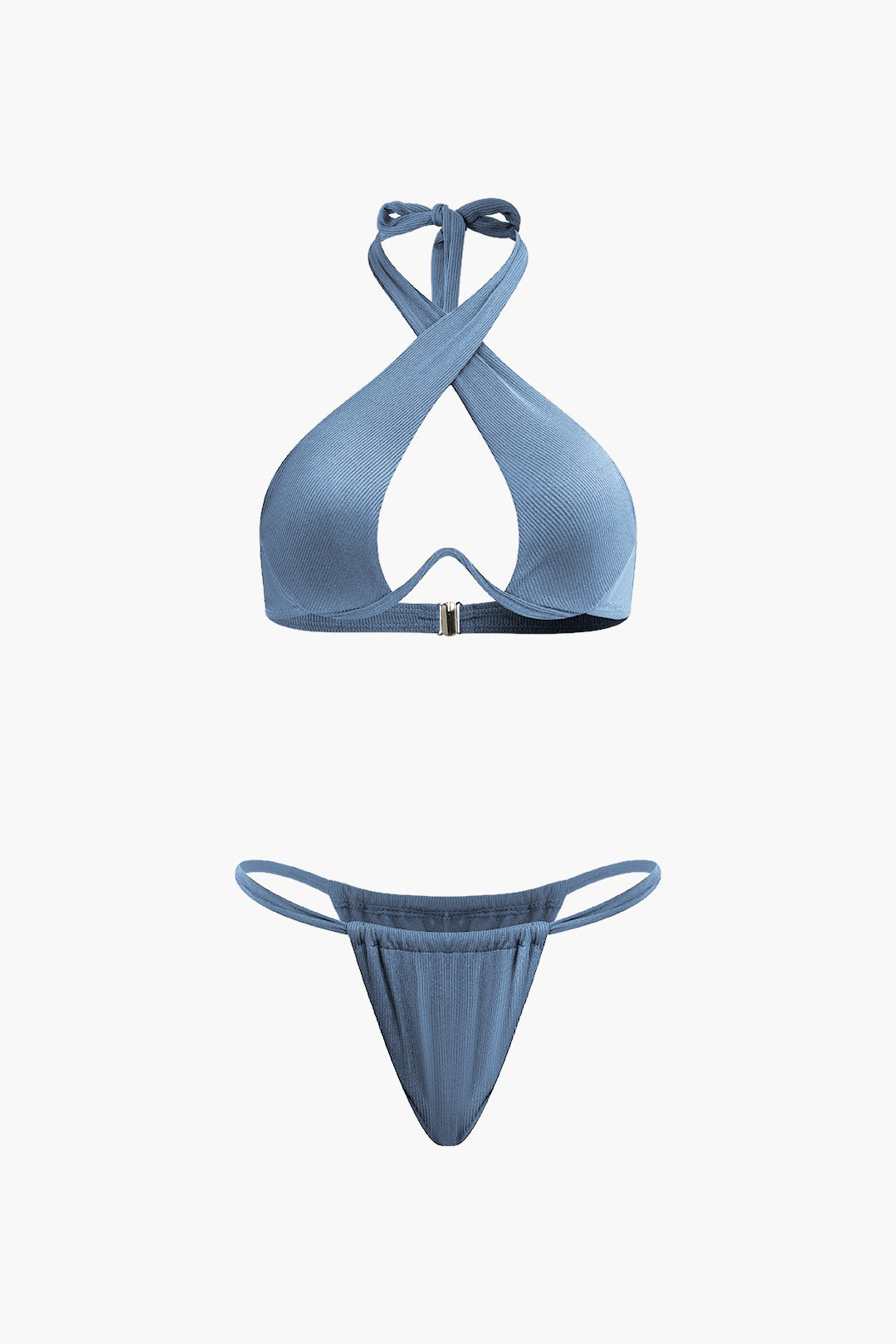 Y2K Fashion Cross Tie Halter Cut Out Bikini Set - Trendy Coquette Aesthetic Swimwear Y2K Fashion Cross Tie Halter Cut Out Bikini Set - Trendy Coquette Aesthetic Swimwear