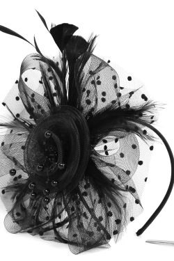 Y2K Fashion Feathers Net Veil Mesh Hair Accessory for Coquette and Grunge Aesthetic Outfits