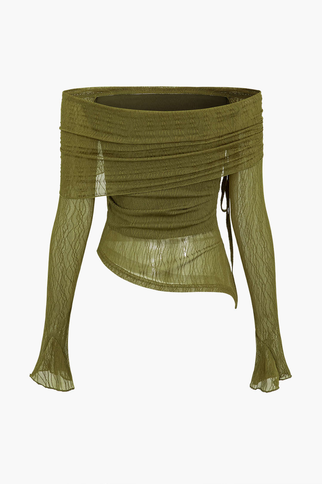 Y2K Fashion Off Shoulder Asymmetrical Tie Mesh Top for Coquette Aesthetic Looks