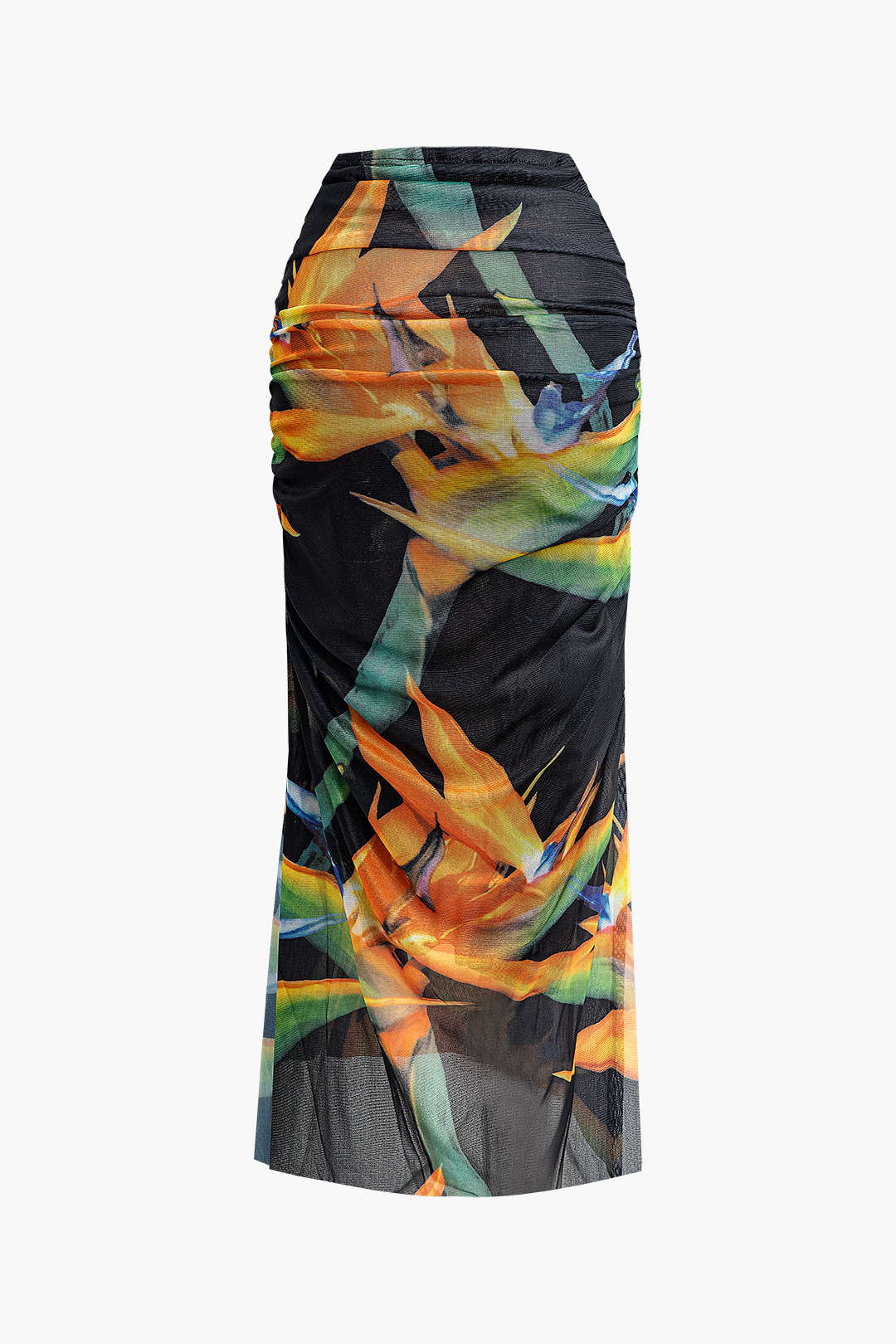 Y2K Fashion Printed Mesh Strapless Bodysuit & Ruched Split Skirt Set for Aesthetic Outfits Y2K Fashion Printed Mesh Strapless Bodysuit & Ruched Split Skirt Set for Aesthetic Outfits