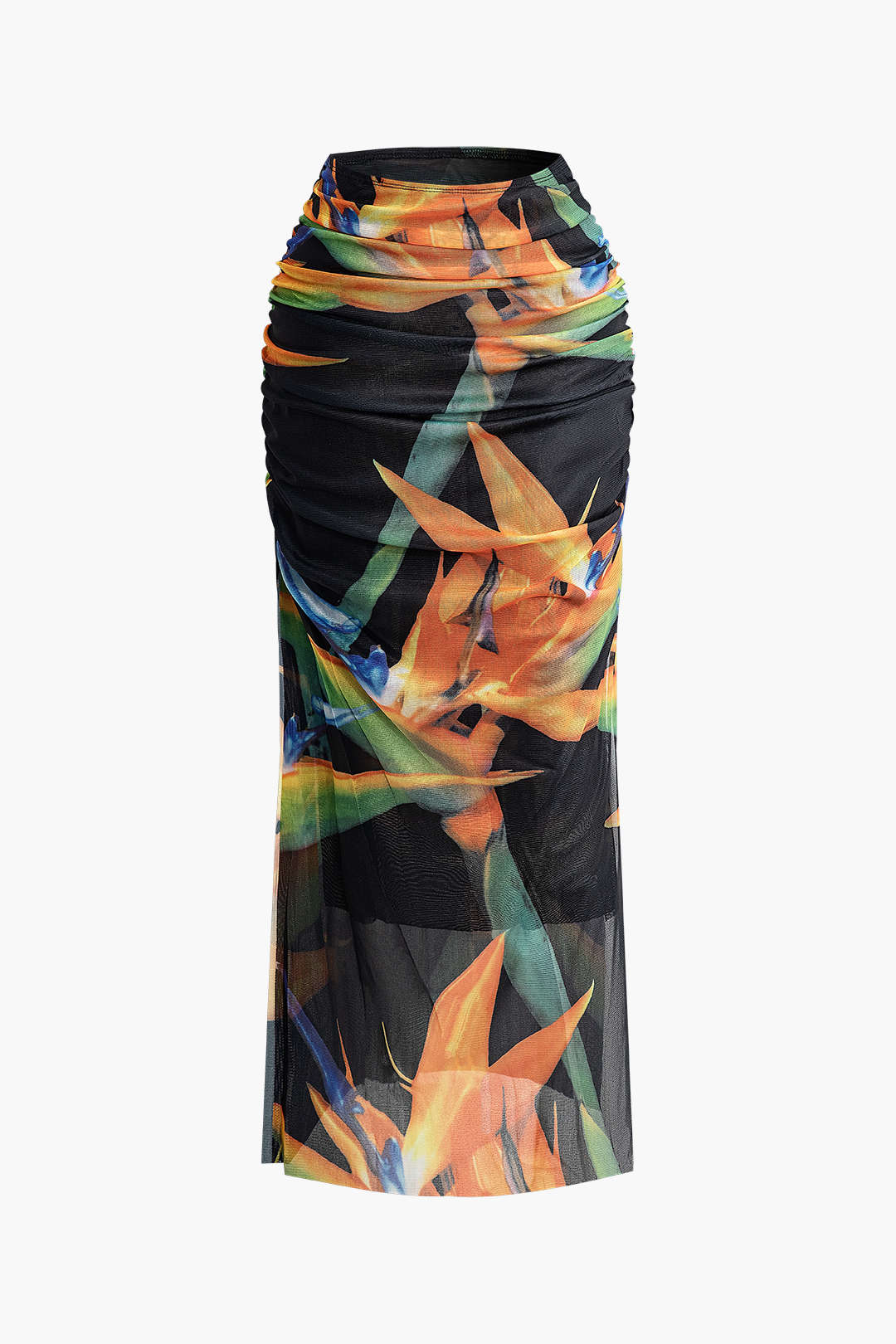 Y2K Fashion Printed Mesh Strapless Bodysuit & Ruched Split Skirt Set for Aesthetic Outfits Y2K Fashion Printed Mesh Strapless Bodysuit & Ruched Split Skirt Set for Aesthetic Outfits