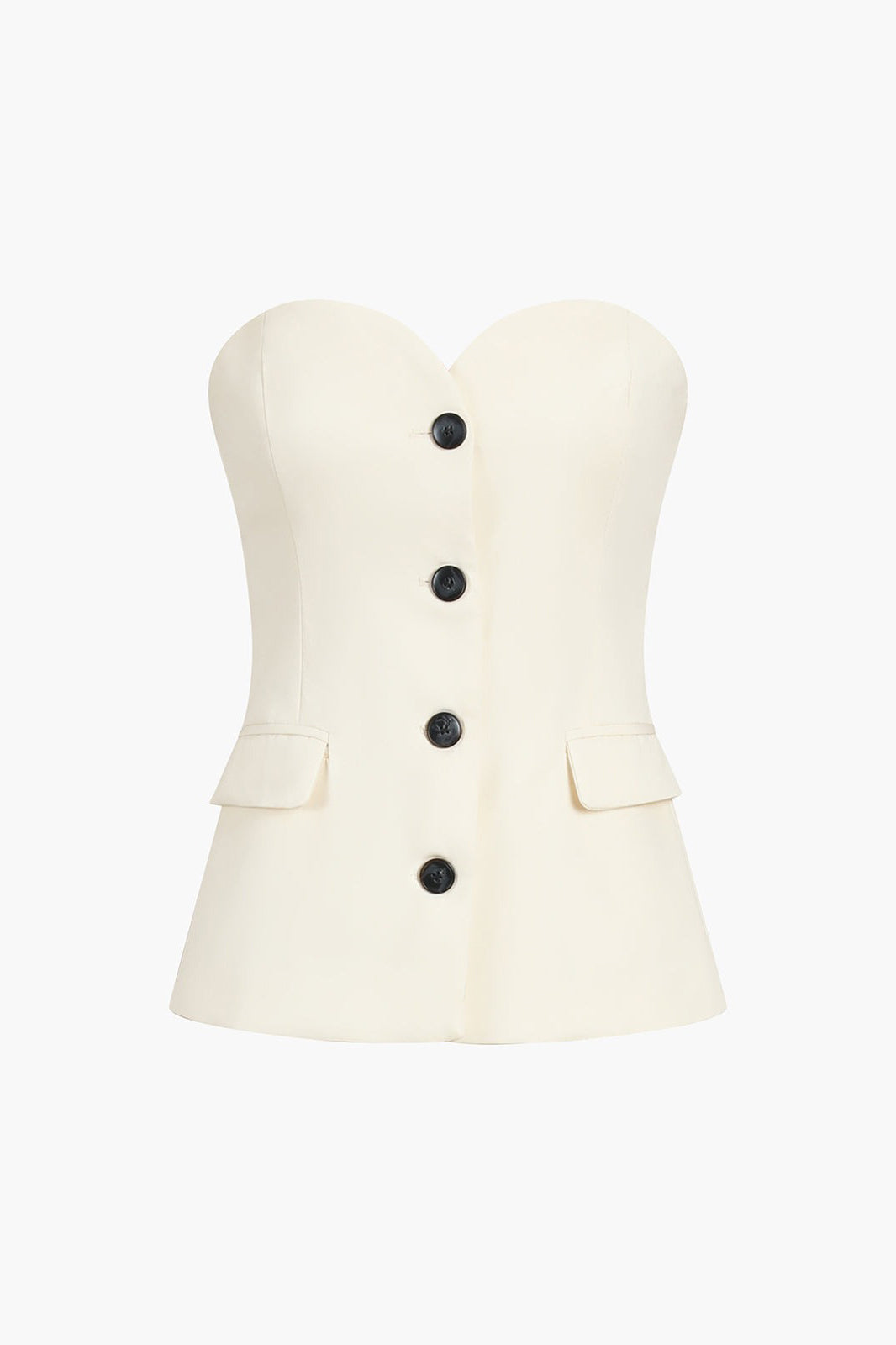 Y2K Fashion Suit Button Up Tube Top - Chic Coquette Aesthetic Crop Top for Trendy Outfits