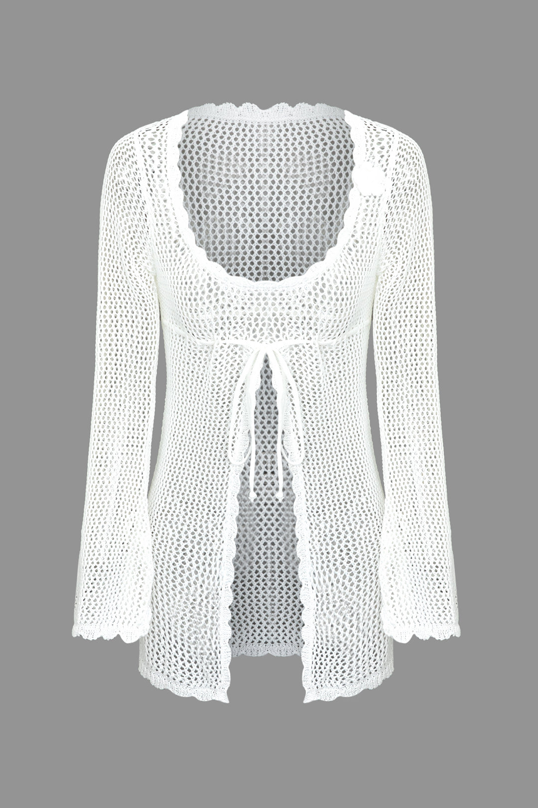 Y2K Fashion Tie Front Hollow Out Cover Up - Trendy Coquette Aesthetic Layering Piece Y2K Fashion Tie Front Hollow Out Cover Up - Trendy Coquette Aesthetic Layering Piece