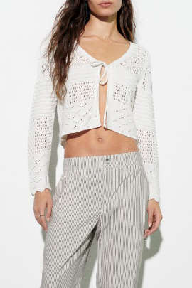 Y2K Fashion Tie Front Hollow Out V-Neck Cover Up Top for Trendy Aesthetic Outfits Y2K Fashion Tie Front Hollow Out V-Neck Cover Up Top for Trendy Aesthetic Outfits