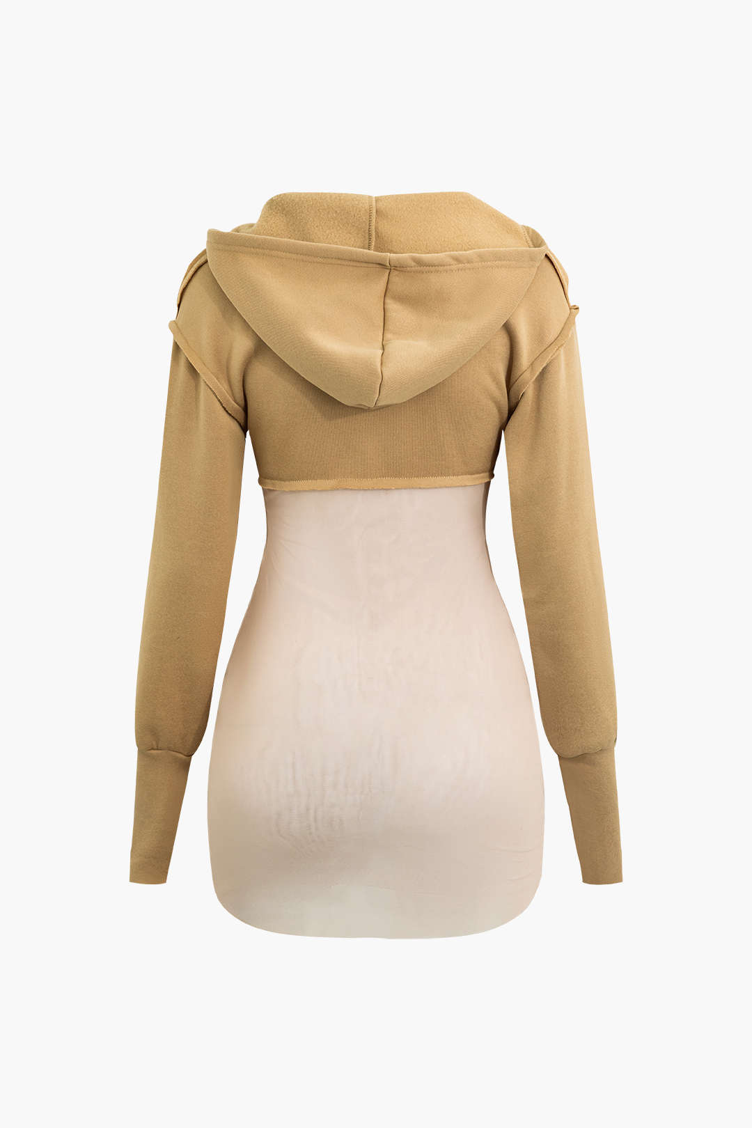 Y2K Frill Detail Ruched Zip-Up Hooded Mini Dress for Coquette and Grunge Aesthetic Y2K Frill Detail Ruched Zip-Up Hooded Mini Dress for Coquette and Grunge Aesthetic