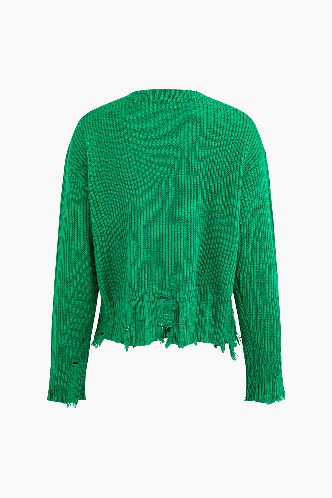 Y2K Grunge Style Round Neck Destroyed Long Sleeve Sweater for Aesthetic Outfits