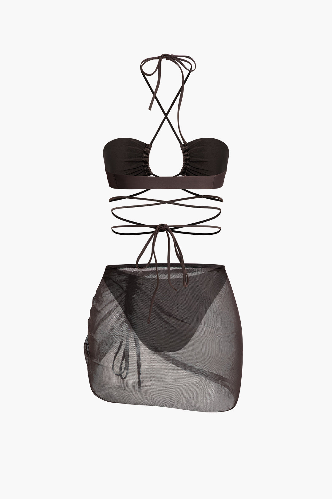 Y2K Halter Ruched Bikini & Drawstring Skirt Set - Trendy 3-Piece Aesthetic Swimwear Y2K Halter Ruched Bikini & Drawstring Skirt Set - Trendy 3-Piece Aesthetic Swimwear