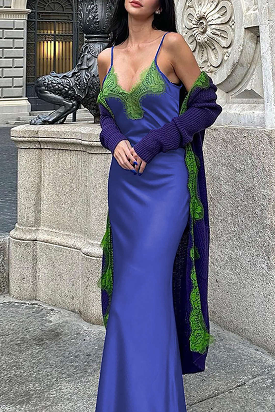 Y2K Patchwork Lace Trim Slip Maxi Dress - Vintage Aesthetic for Effortless Style Y2K Patchwork Lace Trim Slip Maxi Dress - Vintage Aesthetic for Effortless Style