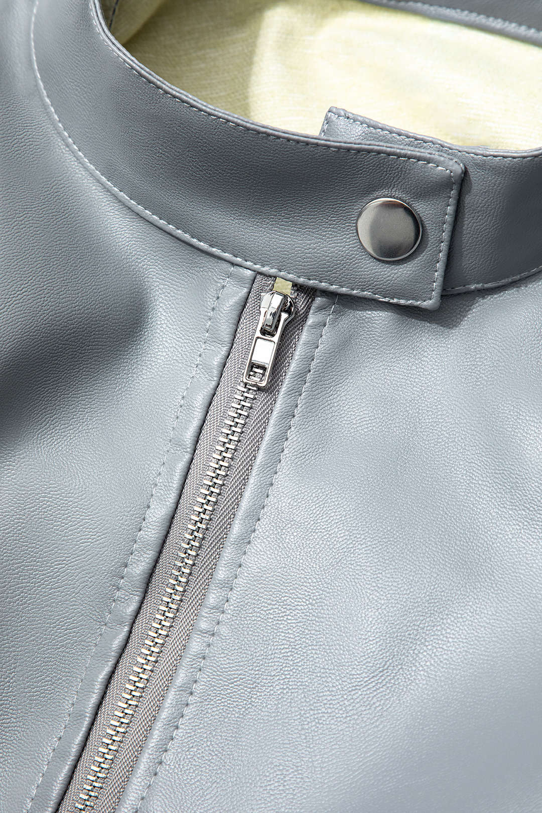 Y2K Patchwork Mock Neck Faux Leather Crop Jacket for Trendy Aesthetic Outfits Y2K Patchwork Mock Neck Faux Leather Crop Jacket for Trendy Aesthetic Outfits