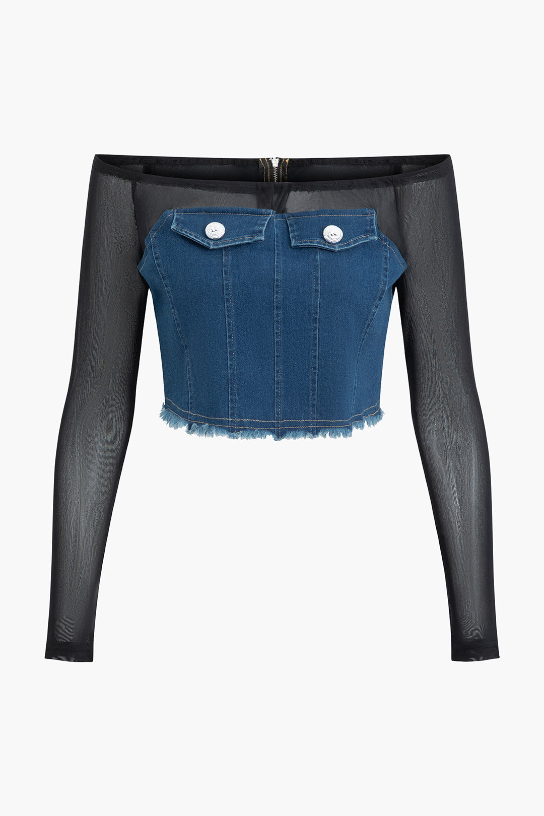 Y2K Patchwork Off Shoulder Crop Top & Frayed Trim Midi Skirt Set for Aesthetic Outfits