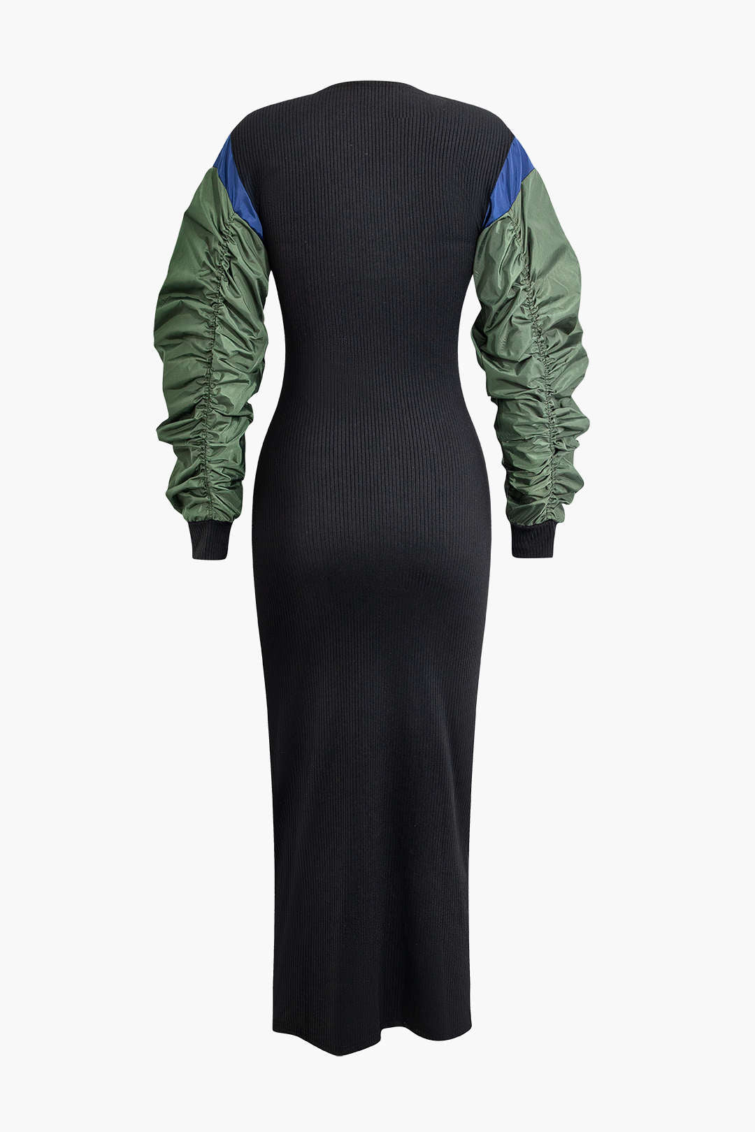 Y2K Patchwork Ruched Puff Sleeve Knit Dress - Cute Coquette Aesthetic Fashion Y2K Patchwork Ruched Puff Sleeve Knit Dress - Cute Coquette Aesthetic Fashion