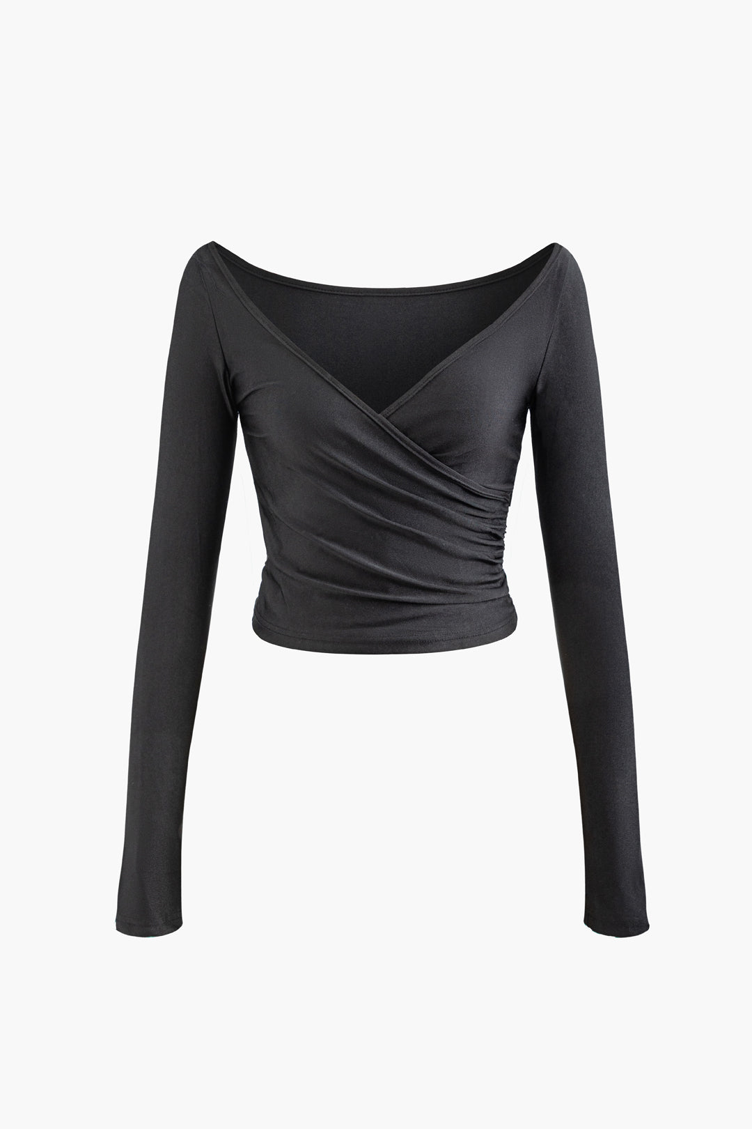 Y2K Ruched V-Neck Crop Top and Pants Set for Trendy Aesthetic Outfits Y2K Ruched V-Neck Crop Top and Pants Set for Trendy Aesthetic Outfits