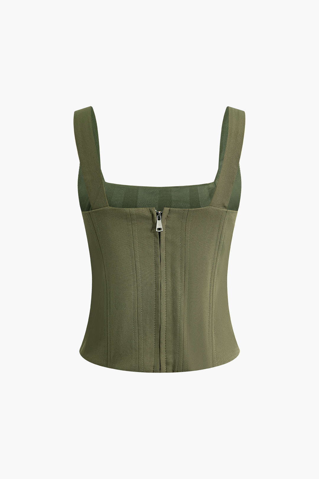 Y2K Square Neck Zipper Back Cami Top - Trendy Coquette Aesthetic Cute Crop Top Y2K Square Neck Zipper Back Cami Top - Trendy Coquette Aesthetic Cute Crop Top