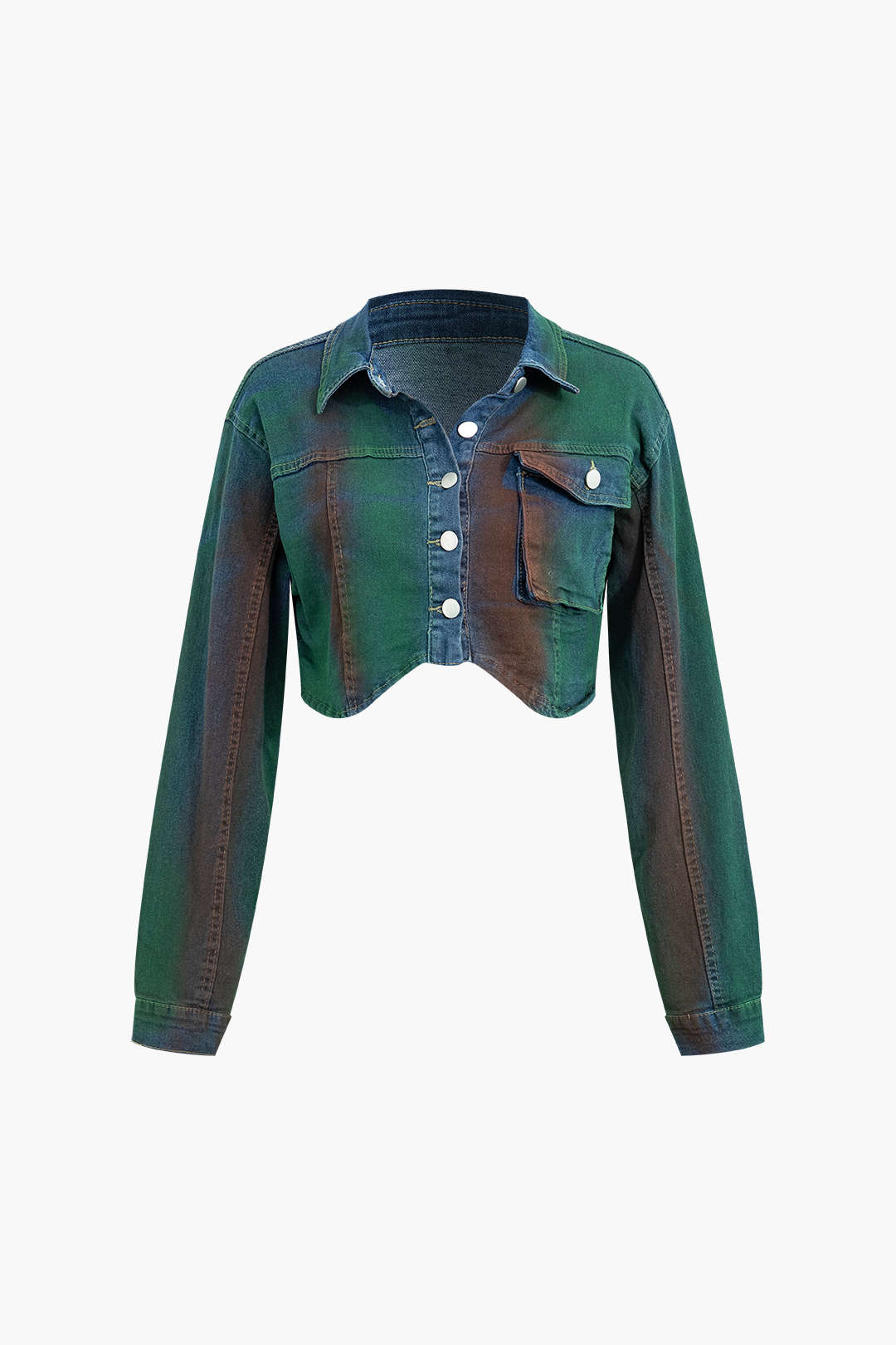 Y2K Tie Dye Button Up Crop Denim Jacket with Flap Pocket Mini Skirt Set for Aesthetic Outfits Y2K Tie Dye Button Up Crop Denim Jacket with Flap Pocket Mini Skirt Set for Aesthetic Outfits