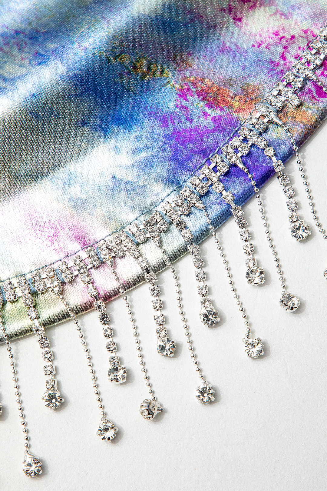 Y2K Tie Dye Fringe Hem Foiled Tank Top - Trendy Aesthetic Crop for Stylish Outfits Y2K Tie Dye Fringe Hem Foiled Tank Top - Trendy Aesthetic Crop for Stylish Outfits