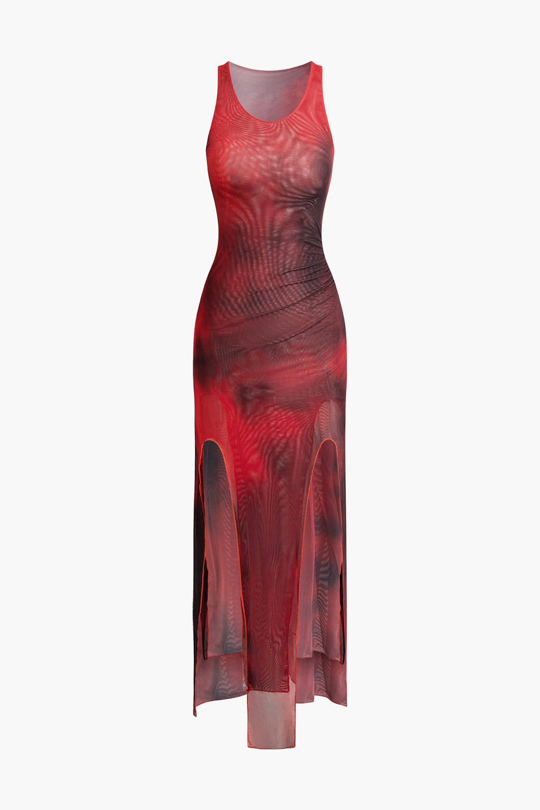 Y2K Tie Dye Mesh Asymmetrical Hem V-Neck Sleeveless Midi Dress for Trendy Aesthetic Looks Y2K Tie Dye Mesh Asymmetrical Hem V-Neck Sleeveless Midi Dress for Trendy Aesthetic Looks