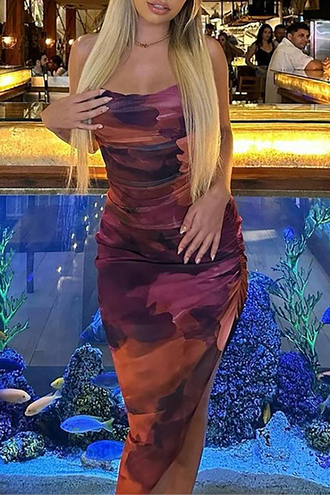 Y2K Tie Dye Mesh Ruched Slip Midi Dress - Trendy Coquette Aesthetic Fashion Piece Y2K Tie Dye Mesh Ruched Slip Midi Dress - Trendy Coquette Aesthetic Fashion Piece