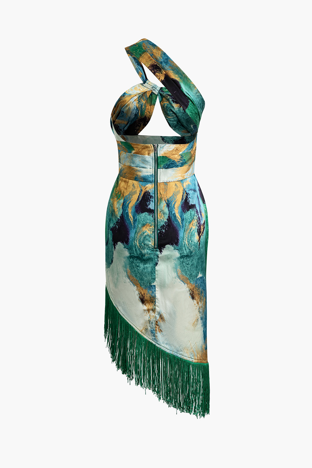 Y2K Tie Dye One Shoulder Fringe Hem Asymmetrical Mini Dress for Trendy Aesthetic Looks Y2K Tie Dye One Shoulder Fringe Hem Asymmetrical Mini Dress for Trendy Aesthetic Looks