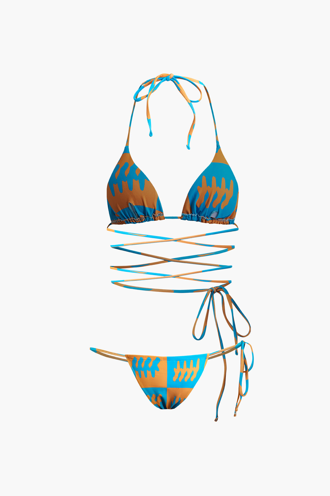 Y2K Tie Halter Bikini with Wrap Cover-Up Skirt - 3pc Swimsuit Set for Trendy Aesthetics Y2K Tie Halter Bikini with Wrap Cover-Up Skirt - 3pc Swimsuit Set for Trendy Aesthetics