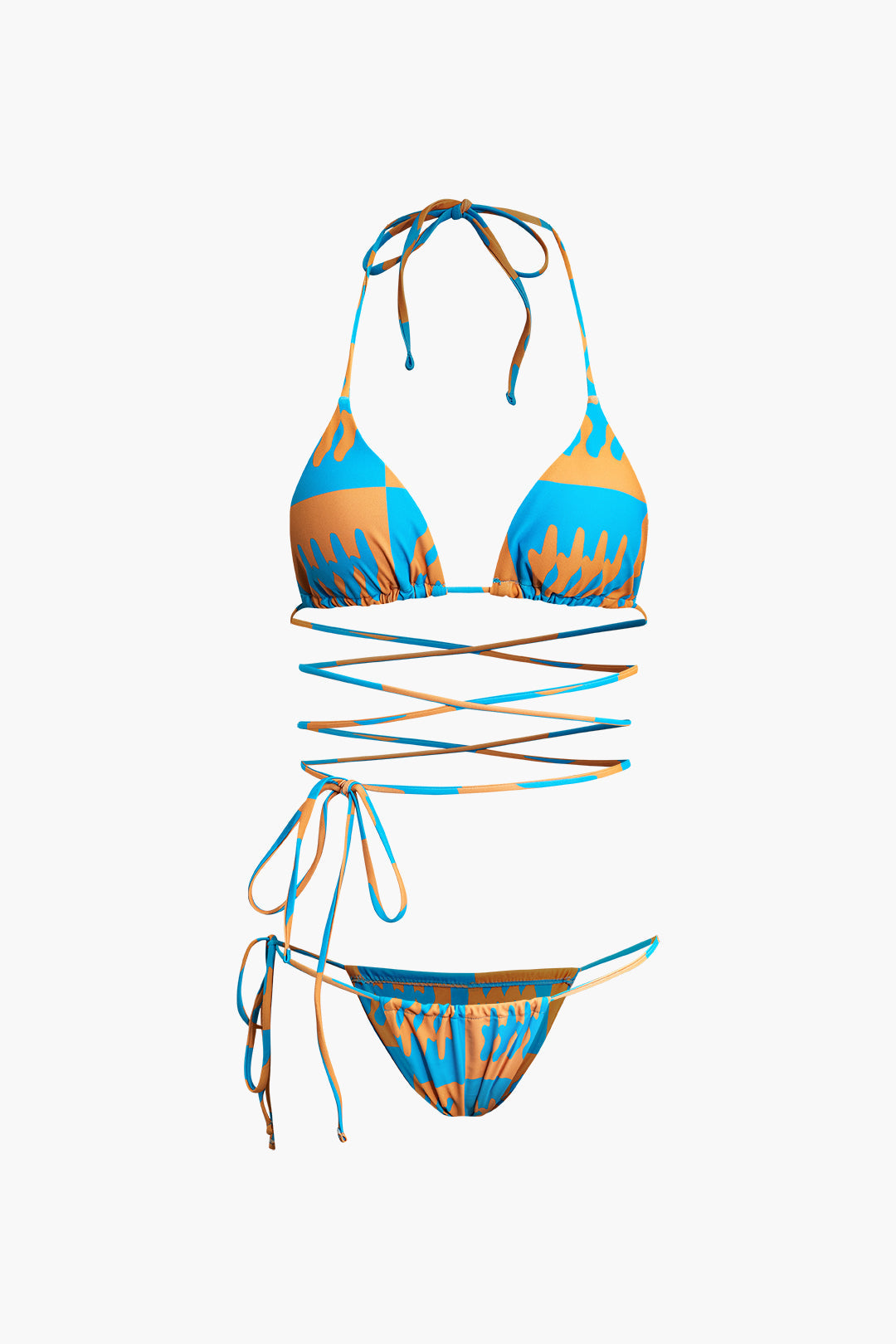 Y2K Tie Halter Bikini with Wrap Cover-Up Skirt - 3pc Swimsuit Set for Trendy Aesthetics Y2K Tie Halter Bikini with Wrap Cover-Up Skirt - 3pc Swimsuit Set for Trendy Aesthetics