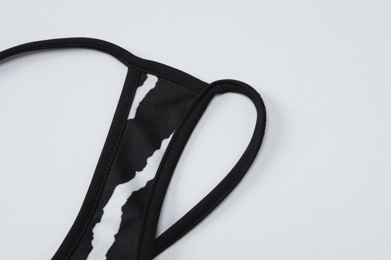 Zebra Print Contrast Backless Midi Dress with Irregular Slit - Y2K Aesthetic Fashion Zebra Print Contrast Backless Midi Dress with Irregular Slit - Y2K Aesthetic Fashion