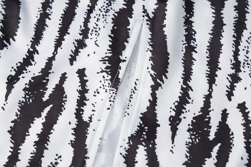 Zebra Print Cowl Neck Backless Slit Midi Dress - Y2K Fashion Statement Piece Zebra Print Cowl Neck Backless Slit Midi Dress - Y2K Fashion Statement Piece