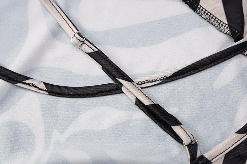 Zebra Print Hollow Out Backless Maxi Dress with Contrast Cross Back for Y2K Aesthetic Zebra Print Hollow Out Backless Maxi Dress with Contrast Cross Back for Y2K Aesthetic