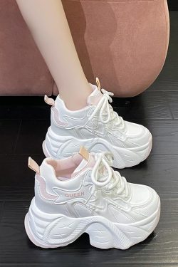 10cm Height-Increasing Dad Shoes for Women - Spring 2025 Thick-Soled Casual Sneakers for Short Stature, Trendy Little White Shoes
