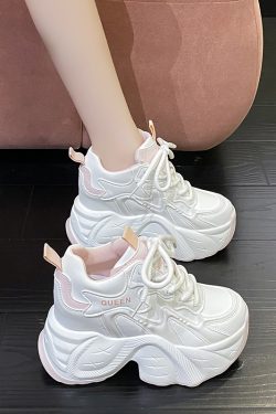 10cm Height-Increasing Dad Shoes for Women - Spring 2025 Thick-Soled Casual Sneakers for Short Stature, Trendy Little White Shoes