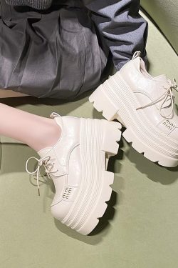 10cm Thick-Soled Women's Leather Loafers - Petite British Style Platform Shoes for Spring 2025, Trendy and Stylish