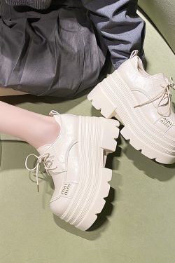 10cm Thick-Soled Women's Leather Loafers - Petite British Style Platform Shoes for Spring 2025, Trendy and Stylish