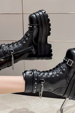 12cm Height-Increasing Thick-Soled Mid-Calf Boots for Women - Fashionable British Style Short Boots for Autumn Winter 2024