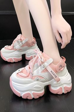 2023 Spring Women's Platform Dad Shoes - Breathable Mesh Thick Sole Casual Sneakers for Short Stature, Trendy Sports Footwear