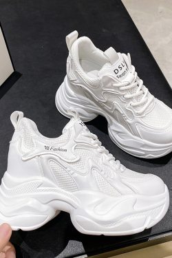 2024 Spring Women's Platform Dad Sneakers - Versatile High Heel Shoes for Short Women, Trendy Casual Footwear