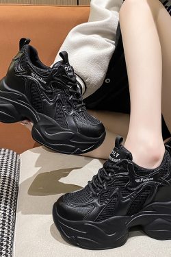 2024 Spring Women's Platform Dad Sneakers - Versatile High Heel Shoes for Short Women, Trendy Casual Footwear