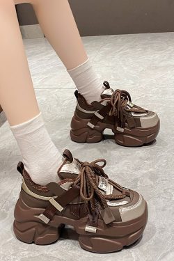 2024 Women's Dad Shoes - Trendy Casual Thick-Soled Brown Sneakers for Autumn, Lightweight Height-Increasing Design