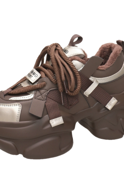 2024 Women's Dad Shoes - Trendy Casual Thick-Soled Brown Sneakers for Autumn, Lightweight Height-Increasing Design