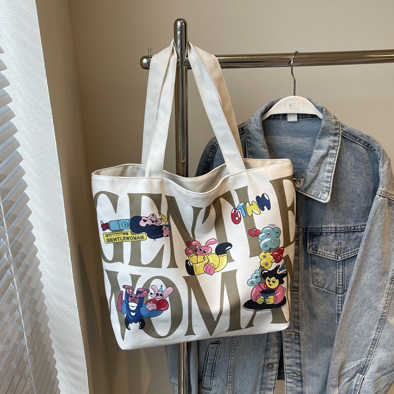 2025 Cartoon Letter Canvas Tote Bag for Women, Large Capacity Shoulder Bag for Class, Commuting, and Short Trips 2025 Cartoon Letter Canvas Tote Bag for Women, Large Capacity Shoulder Bag for Class, Commuting, and Short Trips