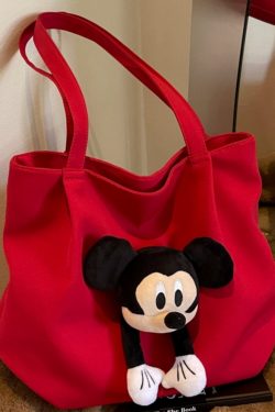 2025 Cute Cartoon Canvas Tote Bag for Women, Large Capacity Commuting Shoulder Bag Ideal for Spring and Summer, Student Friendly