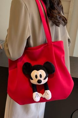 2025 Cute Cartoon Canvas Tote Bag for Women, Large Capacity Commuting Shoulder Bag Ideal for Spring and Summer, Student Friendly