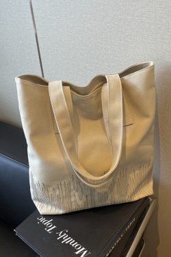 2025 Embroidered Canvas Tote Bag for Women - Versatile Student Shoulder Bag for Class & Commuting