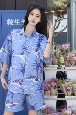 2025 Floral Short Sleeve Shirt for Girls - Unique Cartoon Hawaiian Vacation Top - Trendy Beachwear