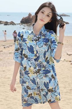 2025 Floral Short Sleeve Shirt for Girls - Unique Cartoon Hawaiian Vacation Top - Trendy Beachwear