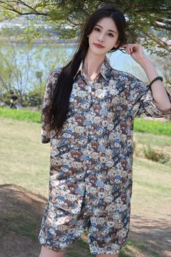 2025 Floral Short Sleeve Shirt for Girls - Unique Cartoon Hawaiian Vacation Top - Trendy Beachwear